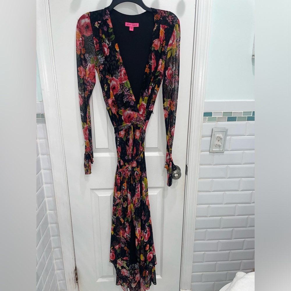 Gorgeous Betsey Johnson long dress mesh detail